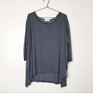 Altar’d State 3/4 Sleeve Striped Flowy Top Blue Medium